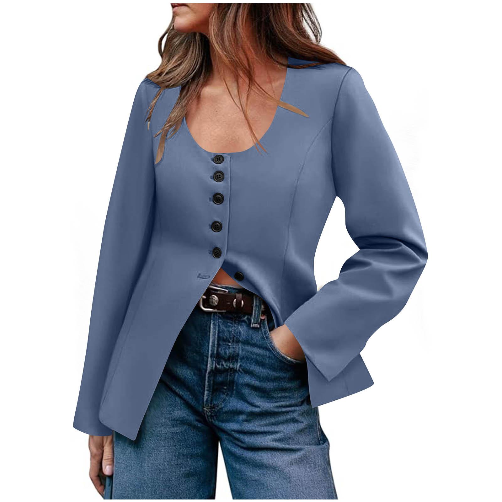 Ladies Fashionable Button Low Round Neck Slit Hem Casual Solid Color Suit XXL
Ladies Fashionable Button Low Round Neck Slit Hem Casual Solid Color Suit XXL