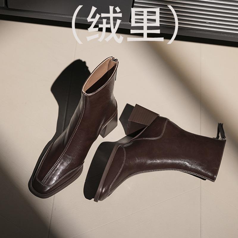 Retro square head high-heeled short boots women s autumn and winter thick heel Martin boots reddish-brown knight boots CM 39
Retro square head high-heeled short boots women s autumn and winter thick heel Martin boots reddish-brown knight boots CM 39