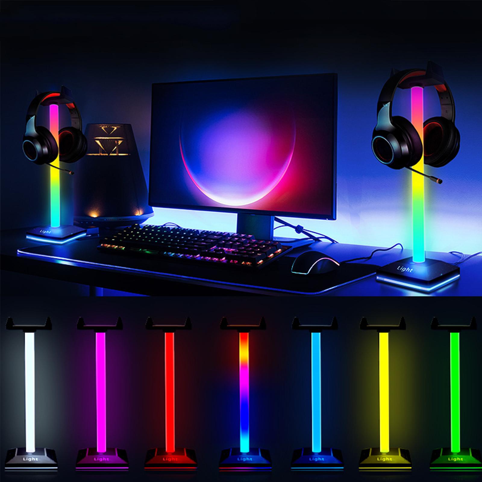 Светодиодная настольная лампа RGB с подставкой для гарнитуры Игровая атмосфера Свет USB-порт Декор
Светодиодная настольная лампа RGB с подставкой для гарнитуры Игровая атмосфера Свет USB-порт Декор