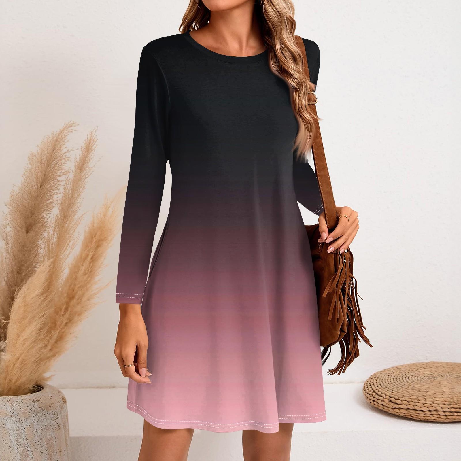 Women s Fashion Casual Print Round Neck Long Sleeve Short Side Pocket Dress S рожевий
Women s Fashion Casual Print Round Neck Long Sleeve Short Side Pocket Dress S рожевий
