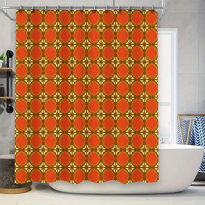 Vintage Retro Shower Curtain Geometric Floral Print Design For Bathroom Decor Home Accessories In Orange Gold Color (180 X 180Cm 90x180cm
Vintage Retro Shower Curtain Geometric Floral Print Design For Bathroom Decor Home Accessories In Orange Gold Color (180 X 180Cm 90x180cm