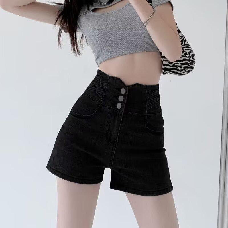 Elastic High-Waist Denim Shorts with Slimming Straight-Leg Design and Abdomen Control for Women L: 109-120 lbs
Elastic High-Waist Denim Shorts with Slimming Straight-Leg Design and Abdomen Control for Women L: 109-120 lbs