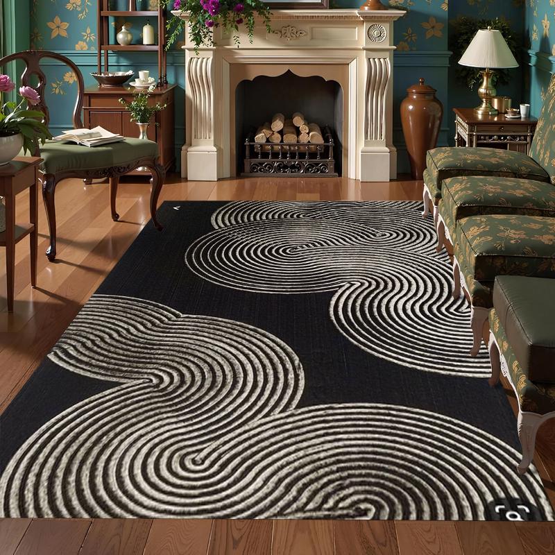 Black White Circular Swirl Area Rug Modern Abstract Pattern Durable Low-Pile Carpet for Living Room Bedroom Entryway 40x60cm
Black White Circular Swirl Area Rug Modern Abstract Pattern Durable Low-Pile Carpet for Living Room Bedroom Entryway 40x60cm