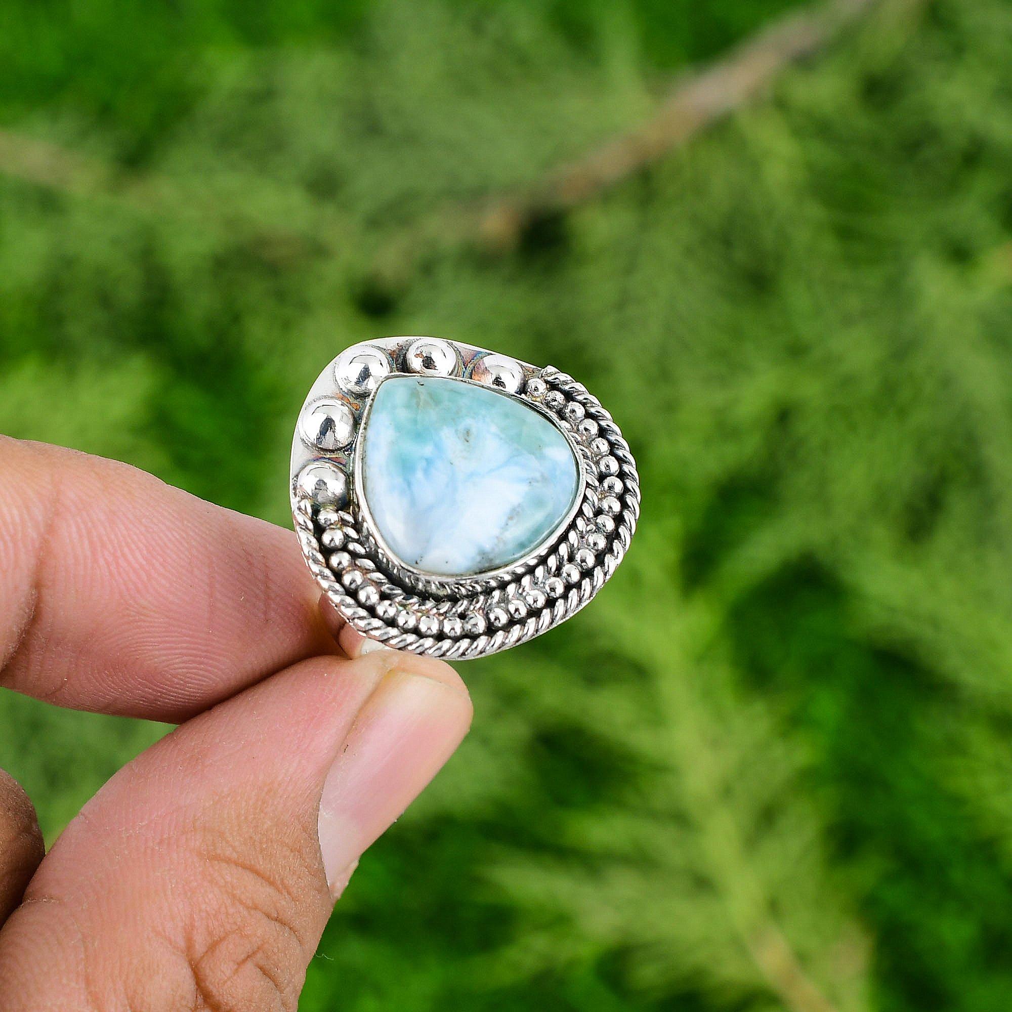Pear Larimar Stone Bezel Anniversary Stackable Promise Ring 925 Sterling Silver Adjustable
Pear Larimar Stone Bezel Anniversary Stackable Promise Ring 925 Sterling Silver Adjustable