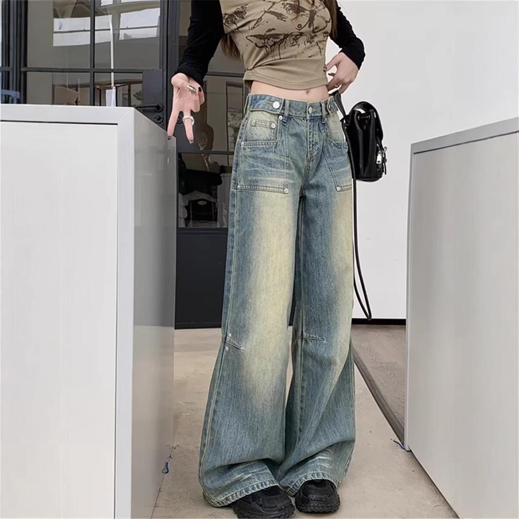 Women s Retro Distressed Wide Leg Jeans - Early Autumn High Street Style, Water Washed, Loose Fit, Slimming Straight Leg M
Women s Retro Distressed Wide Leg Jeans - Early Autumn High Street Style, Water Washed, Loose Fit, Slimming Straight Leg M