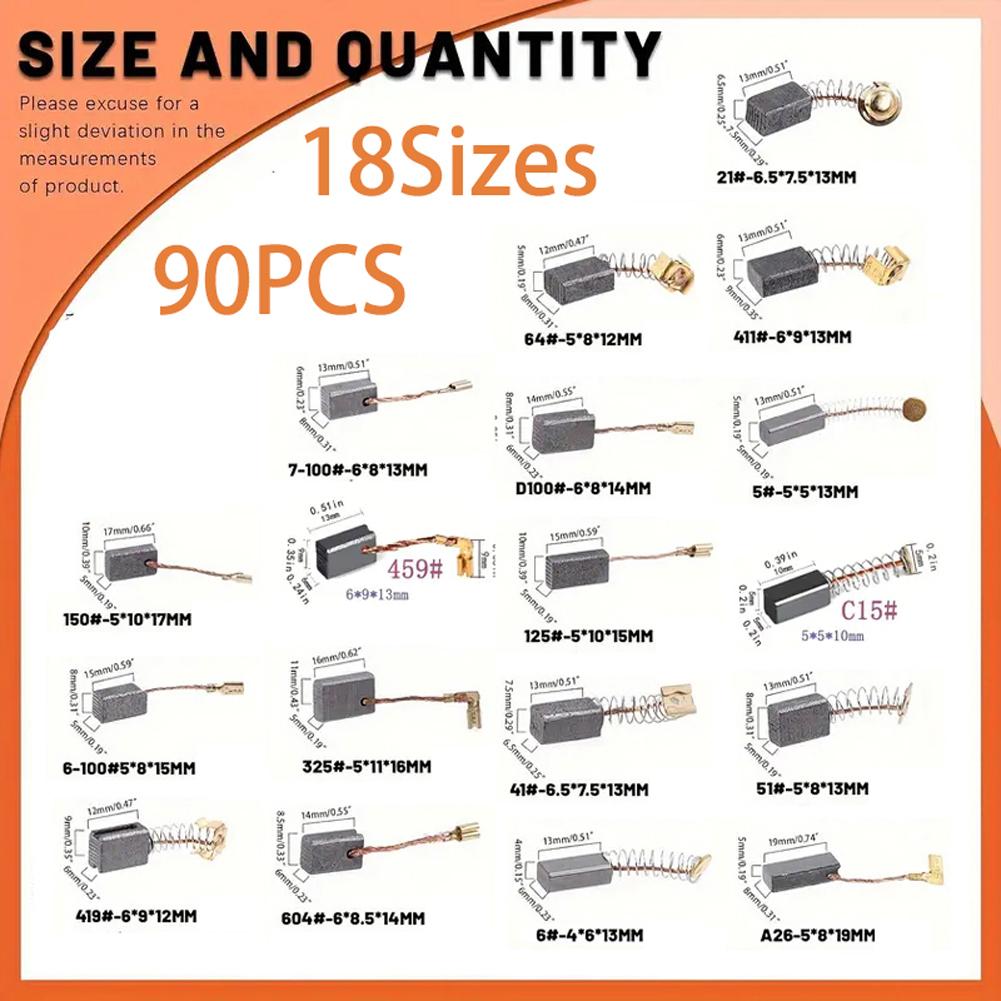 90PCS/1Set Carbon Motor Brushes Electric Motors Carbon Brush 18 Different Models Electric Motor Carbon Brushes for Power Tools
90PCS/1Set Carbon Motor Brushes Electric Motors Carbon Brush 18 Different Models Electric Motor Carbon Brushes for Power Tools