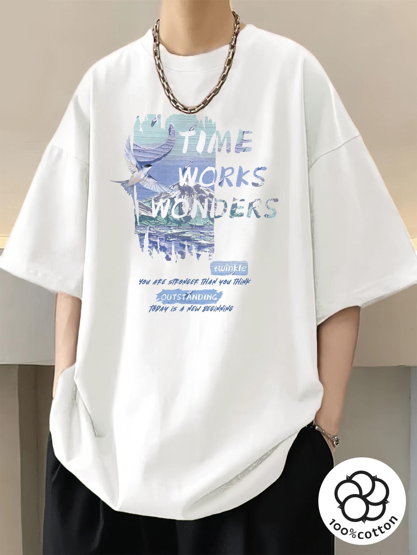 Pure cotton summer mens casual shortsleeved Tshirt with acrylic and bird prints Casual street style short sleeved top 4XL
Pure cotton summer mens casual shortsleeved Tshirt with acrylic and bird prints Casual street style short sleeved top 4XL