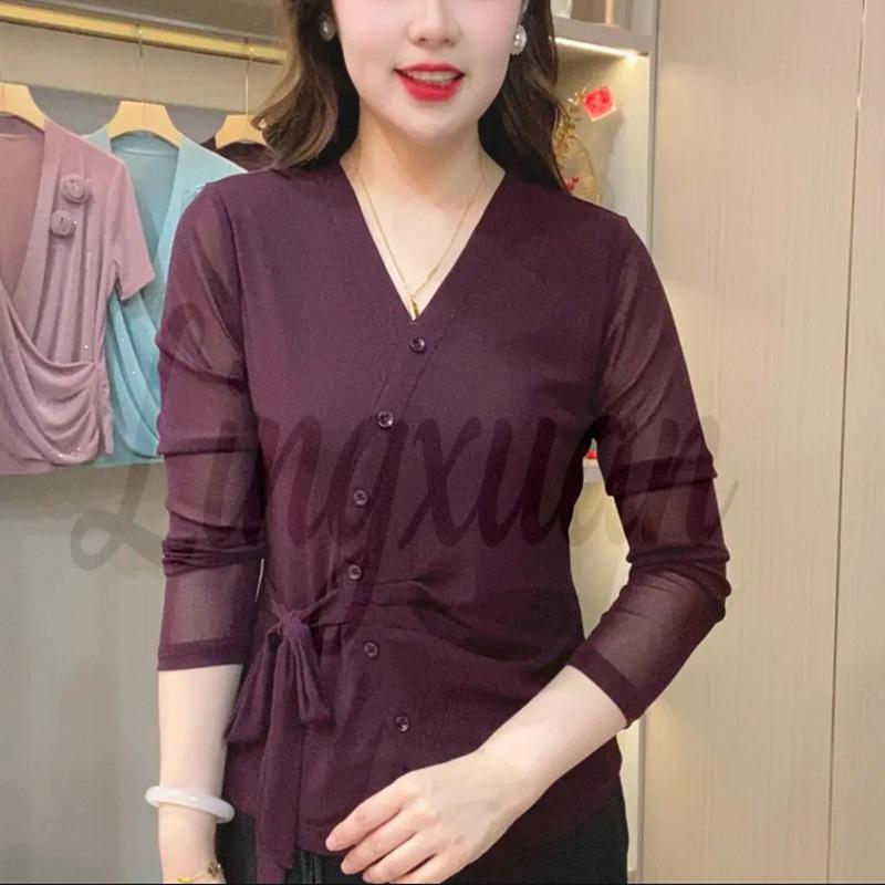 2026 Autumn Slimming Long Sleeve V-Neck Mesh Top for Mothers Large фіолетовий
2026 Autumn Slimming Long Sleeve V-Neck Mesh Top for Mothers Large фіолетовий
