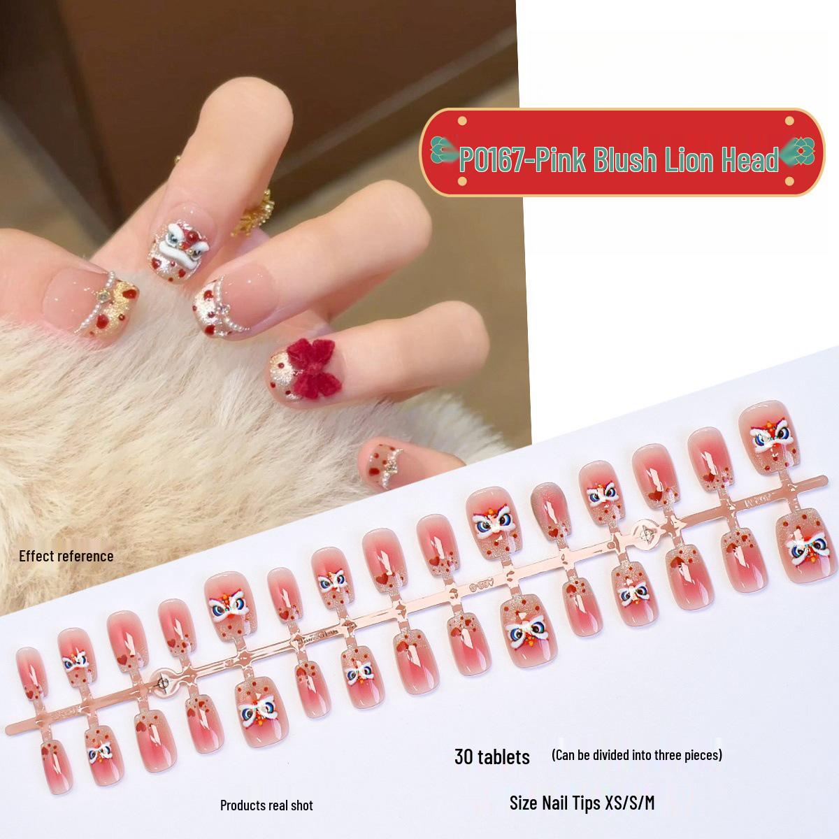 P0167# Cute New Year Lion Dance & Fireworks Pink Cat Eye French Nail Tips - 30 Pieces
P0167# Cute New Year Lion Dance & Fireworks Pink Cat Eye French Nail Tips - 30 Pieces