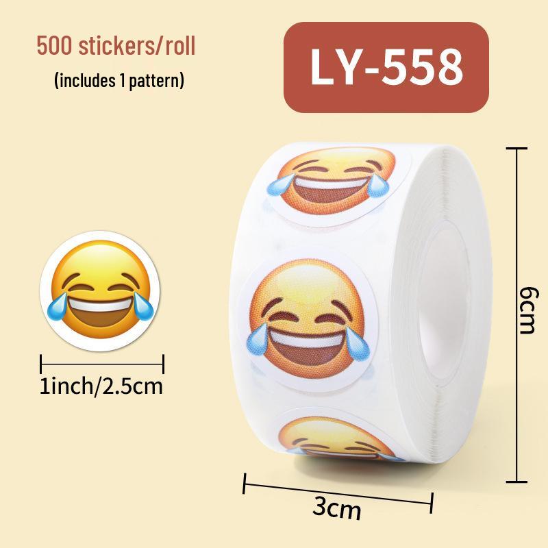 Круглые наклейки с выражением эмодзи: Смеющийся, Плачущий, Потеющий, Самоклеящиеся этикетки в форме сердца