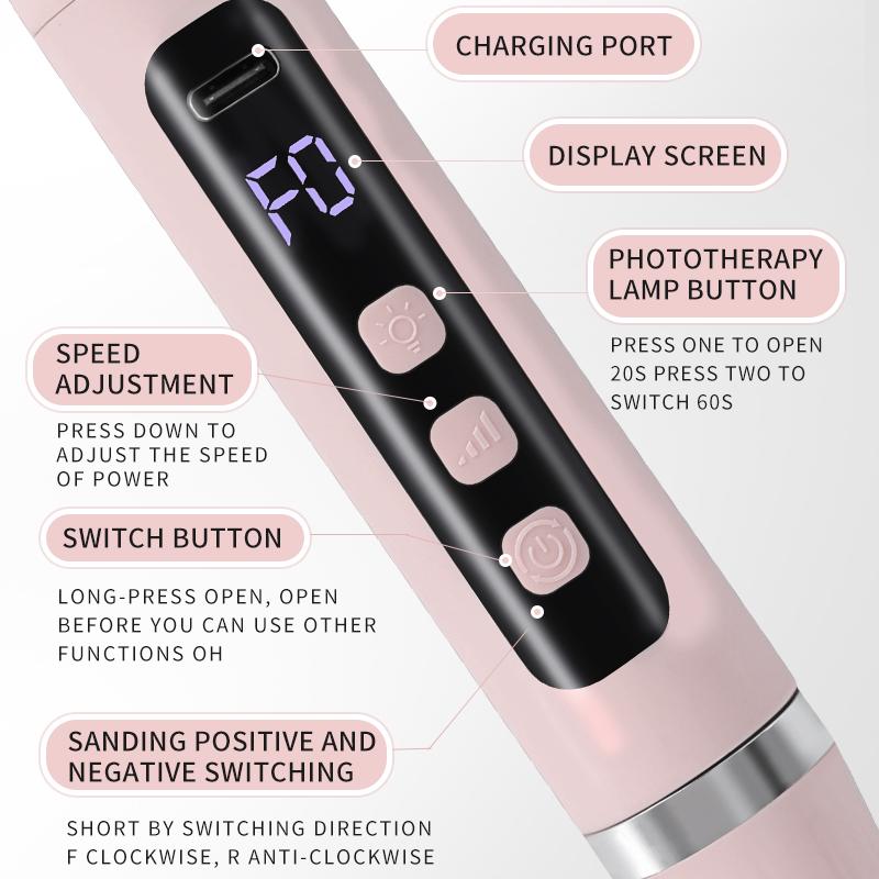 LINMANDA Cordless Nail Drill UV Nail Lamp 2 in 1 Electric Filer for Nails Nail Drill with Small UV Light for Gel Nails Kit розовый
LINMANDA Cordless Nail Drill UV Nail Lamp 2 in 1 Electric Filer for Nails Nail Drill with Small UV Light for Gel Nails Kit розовый