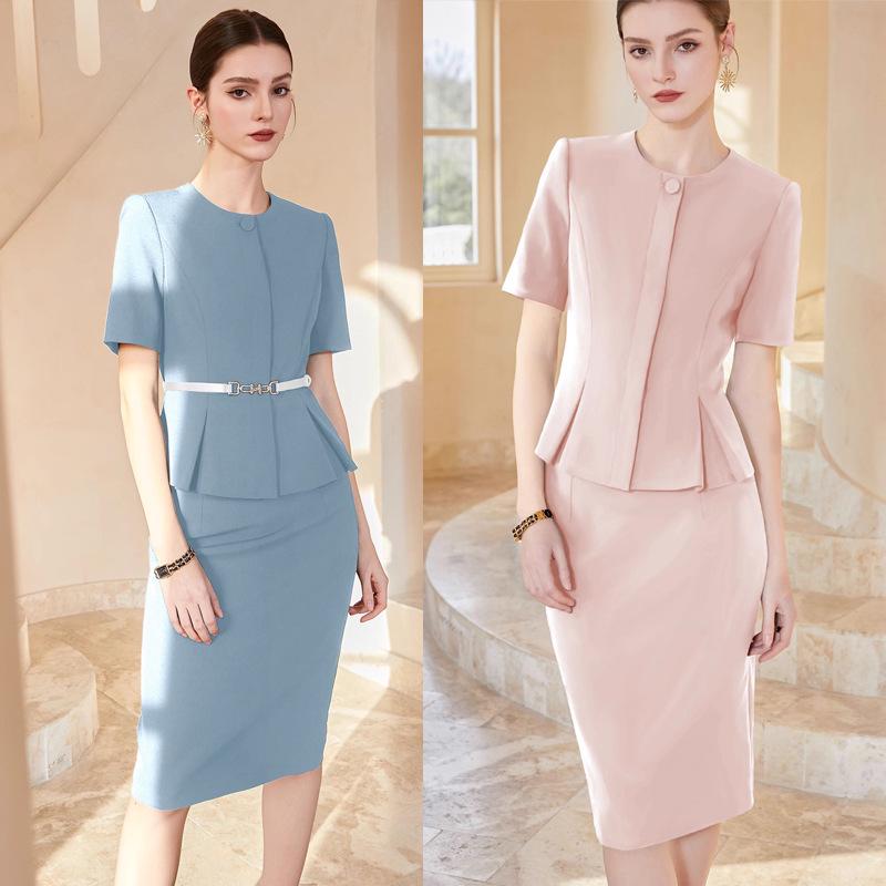 Summer Short Sleeve Women s Waist-Slimming Skirt Set for Salon and Jewelry Store Reception Workwear. Large
Summer Short Sleeve Women s Waist-Slimming Skirt Set for Salon and Jewelry Store Reception Workwear. Large