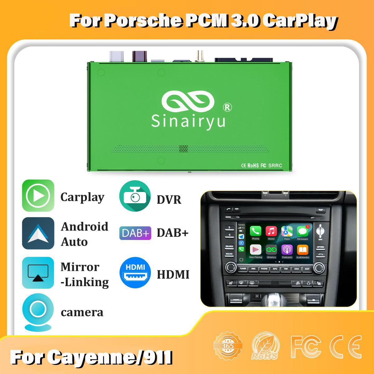 Sinairyu Wireless CarPlay Android Auto DAB DVR HDMI Kit Compatible For Porsche Cayenne 911 PCM 3.0 Mirror Link Without DVR/DAB/Camera
Sinairyu Wireless CarPlay Android Auto DAB DVR HDMI Kit Compatible For Porsche Cayenne 911 PCM 3.0 Mirror Link Without DVR/DAB/Camera