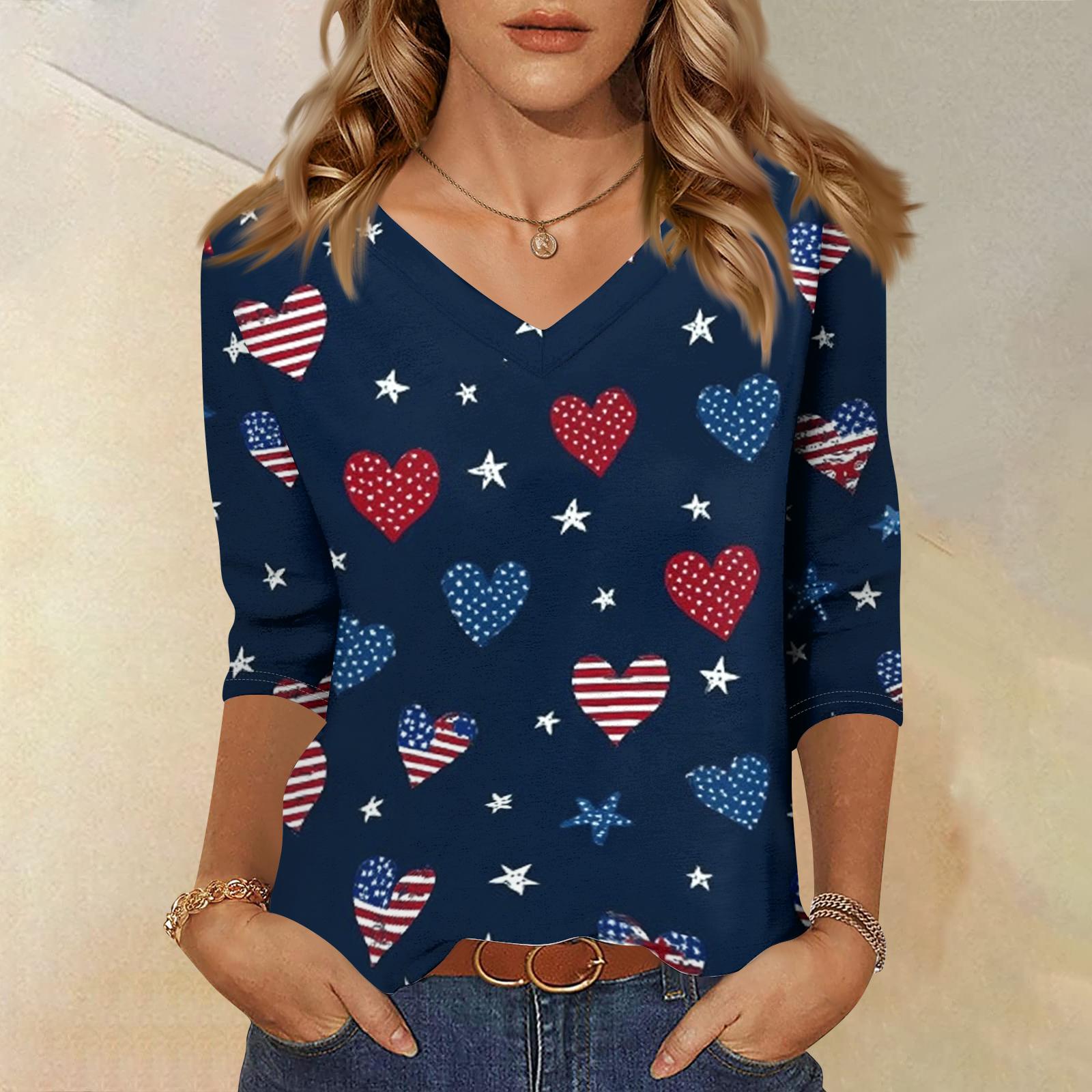 Women s Fashionable Casual Independence Day American Flag and Stars Print V-Neck Three-Quarter Sleeve T-Shirt Top XL
Women s Fashionable Casual Independence Day American Flag and Stars Print V-Neck Three-Quarter Sleeve T-Shirt Top XL