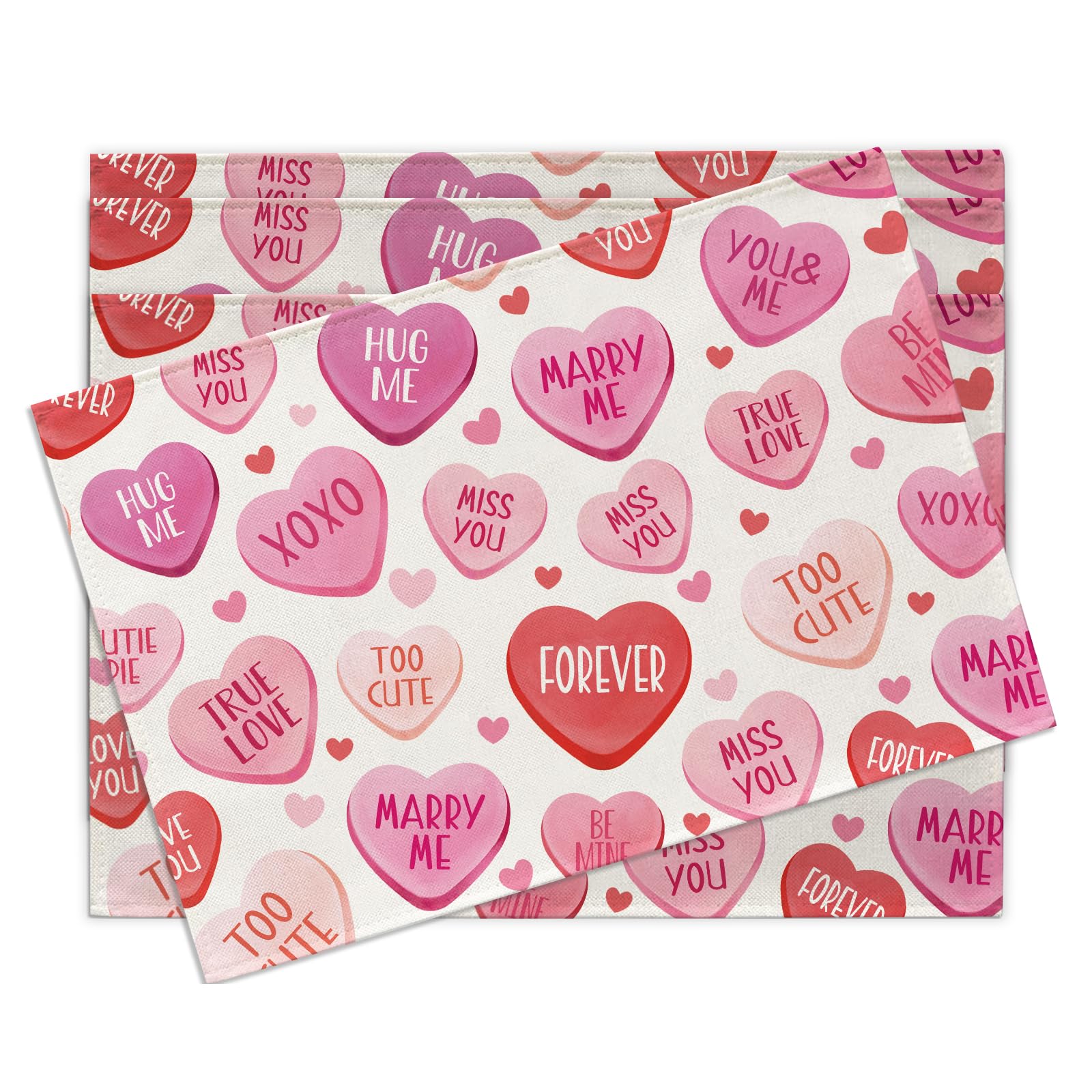 Valentines Day Placemats Set of 4, Pink Red Love Heart Romantic Quote Dining Place Mats Table Decor, Anniversary Wedding Home Kitchen Decoration 4Pcs-12 X18
Valentines Day Placemats Set of 4, Pink Red Love Heart Romantic Quote Dining Place Mats Table Decor, Anniversary Wedding Home Kitchen Decoration 4Pcs-12 X18