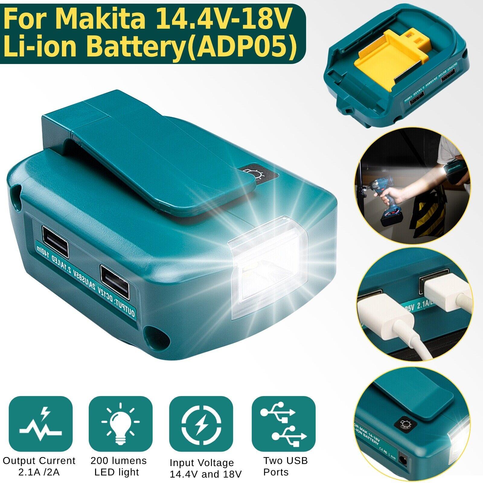 Dual Usb Power Source Charger Li ion Battery Adapter With Led Lights Compatible For Makita 14.4 18v MT45 USB 3W lights
Dual Usb Power Source Charger Li ion Battery Adapter With Led Lights Compatible For Makita 14.4 18v MT45 USB 3W lights