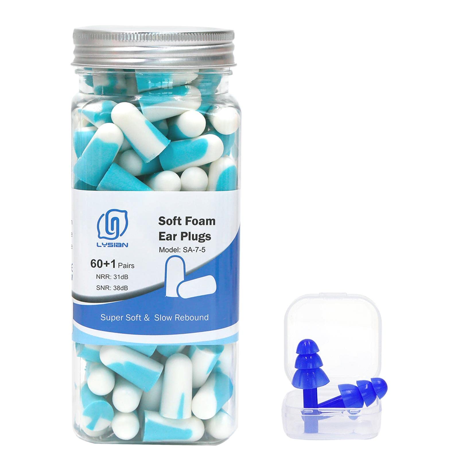 Lysian Soft Foam 60 38dB Comfortable Earplugs for Mowing the and Loud Light Earplugs, Pairs, SNR, Sleeping, Snoring, Shooting, Grass, Noises,
Lysian Soft Foam 60 38dB Comfortable Earplugs for Mowing the and Loud Light Earplugs, Pairs, SNR, Sleeping, Snoring, Shooting, Grass, Noises,
