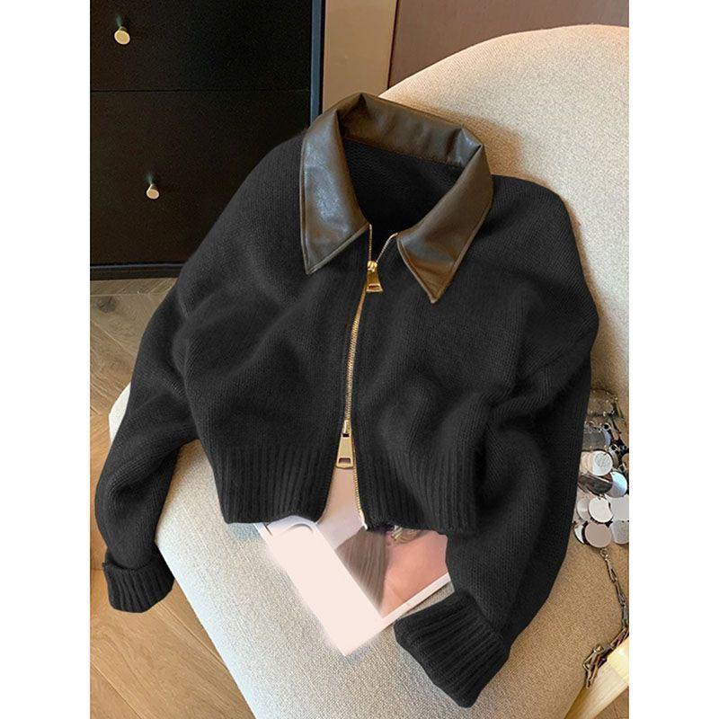 Осенне-зимний вязаный свитер с кожаным воротником и двойной молнией, женский мягкий винтажный уличный топ с длинными рукавами S
Осенне-зимний вязаный свитер с кожаным воротником и двойной молнией, женский мягкий винтажный уличный топ с длинными рукавами S