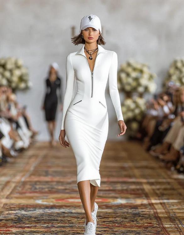 2025 European & American British Style Zipper Polo Collar Slim Casual Women s Long Sleeve Dress for Autumn/Winter M білий
2025 European & American British Style Zipper Polo Collar Slim Casual Women s Long Sleeve Dress for Autumn/Winter M білий