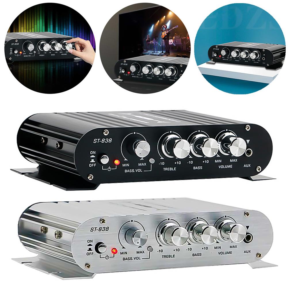 ST-838 HiFi 2.1-канальный сабвуферный усилитель прочный 80 Вт*2 черный автомобильный домашний усилитель DE чёрный
ST-838 HiFi 2.1-канальный сабвуферный усилитель прочный 80 Вт*2 черный автомобильный домашний усилитель DE чёрный