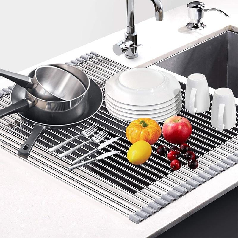 Multipurpose Foldable Kitchen Sink Rack Mat Stainless Steel Fruit Vegetable Dish Drain Rack 330x370MM 
Multipurpose Foldable Kitchen Sink Rack Mat Stainless Steel Fruit Vegetable Dish Drain Rack 330x370MM