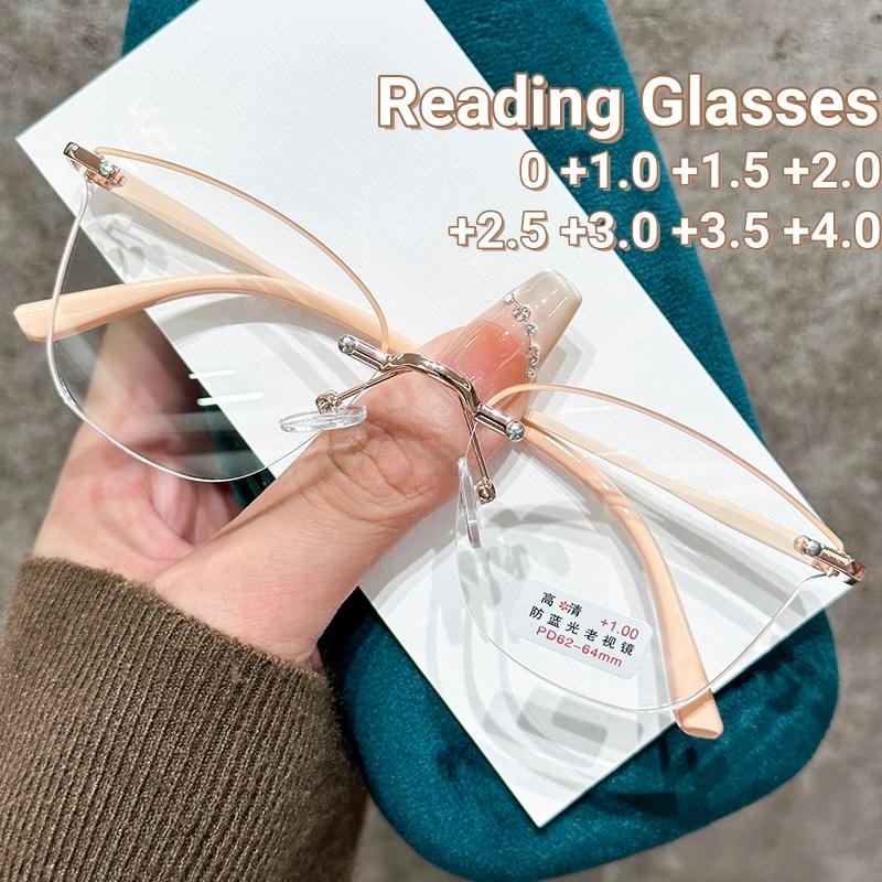Frameless Cut Edge Metal Reading Glasses Ultra Light Pink Frame Presbyopia Glasses High-definition Anti Blue Light Eyeglasses 0
Frameless Cut Edge Metal Reading Glasses Ultra Light Pink Frame Presbyopia Glasses High-definition Anti Blue Light Eyeglasses 0