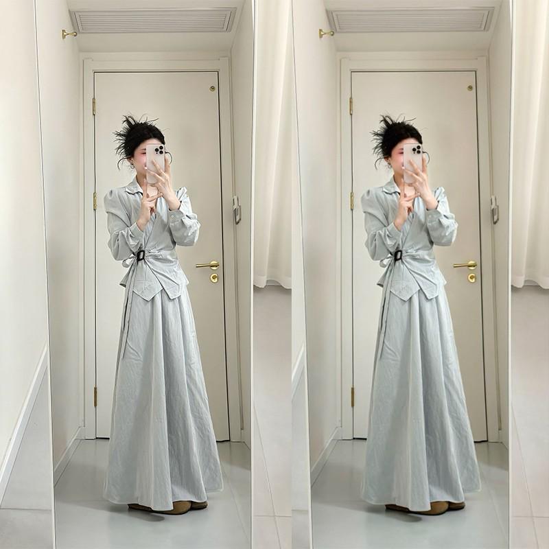 2026 Spring Korean V-Neck Lace-Up Blouse and Skirt Set for Women S
2026 Spring Korean V-Neck Lace-Up Blouse and Skirt Set for Women S