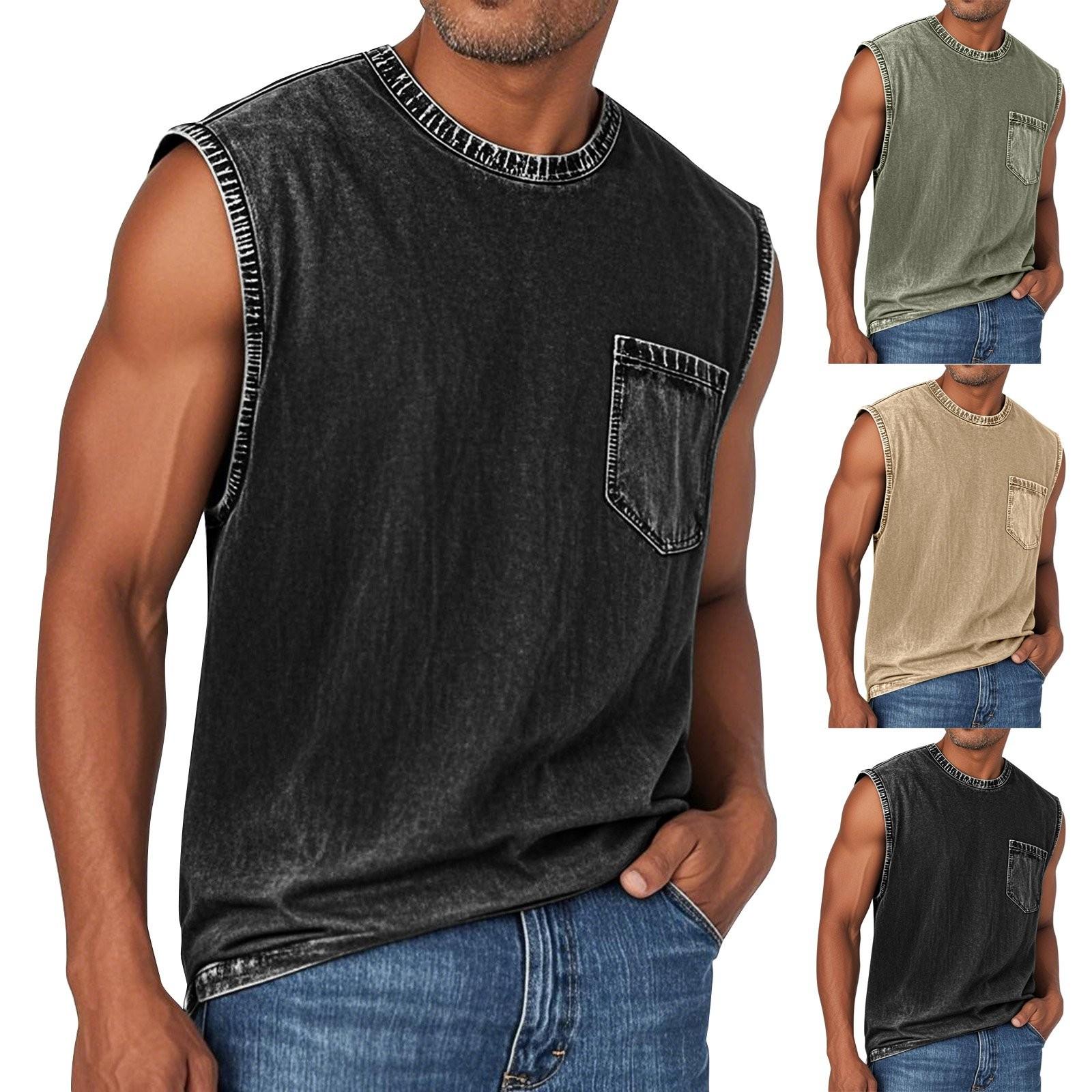 Men s Summer Solid Color Pocket Sports Round Neck Vest Men s Sports Casual Vest XL хакі
Men s Summer Solid Color Pocket Sports Round Neck Vest Men s Sports Casual Vest XL хакі