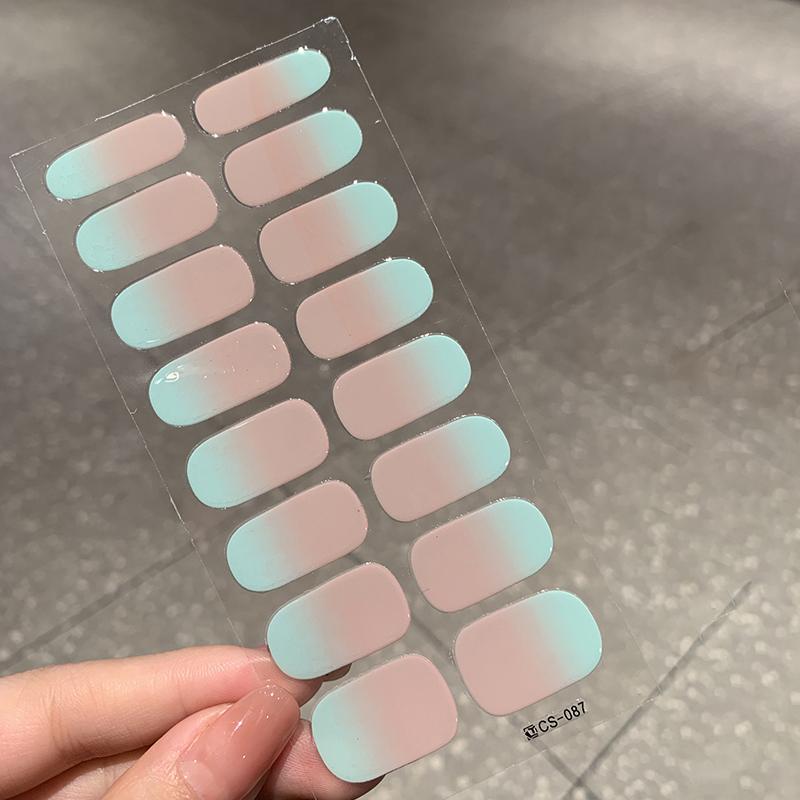 16Pcs/Sheet Semi-Cured Gel Nail Polish Sticker Long-Lasting Extension Cream Nail Decal Full Cover Gradient Color Cured Slider
16Pcs/Sheet Semi-Cured Gel Nail Polish Sticker Long-Lasting Extension Cream Nail Decal Full Cover Gradient Color Cured Slider