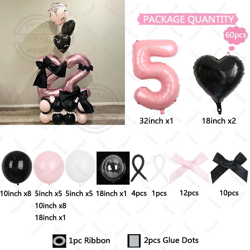 60Pcs Pink Black Theme Ins Style Love Aluminum Film Balloon Cool Style 1-30 Girl Birthday Party Decoration Baby Shower Globos other
60Pcs Pink Black Theme Ins Style Love Aluminum Film Balloon Cool Style 1-30 Girl Birthday Party Decoration Baby Shower Globos other