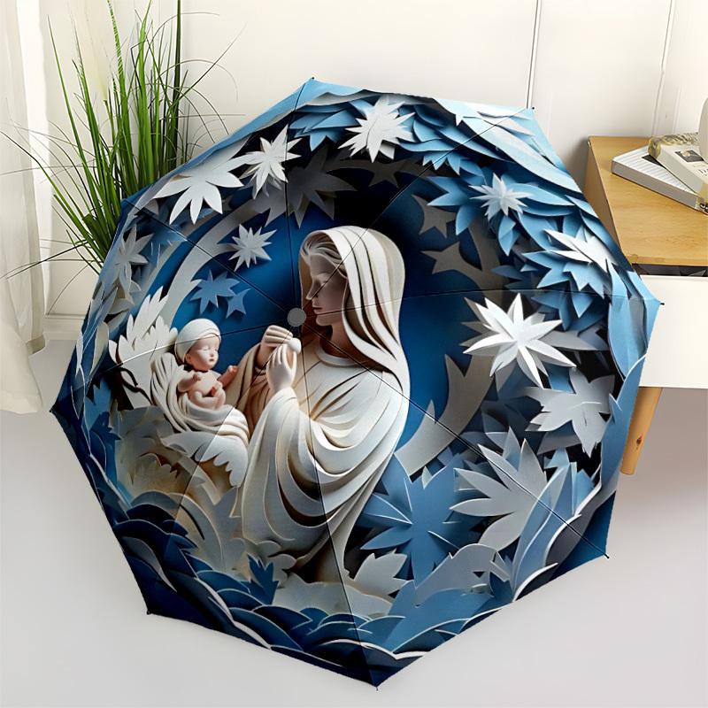 1pc Virgin Mary Automatic Umbrella - Stylish, Durable, with 8-Rib Manual Open Design, Elegant Black Handleyy250920206
1pc Virgin Mary Automatic Umbrella - Stylish, Durable, with 8-Rib Manual Open Design, Elegant Black Handleyy250920206