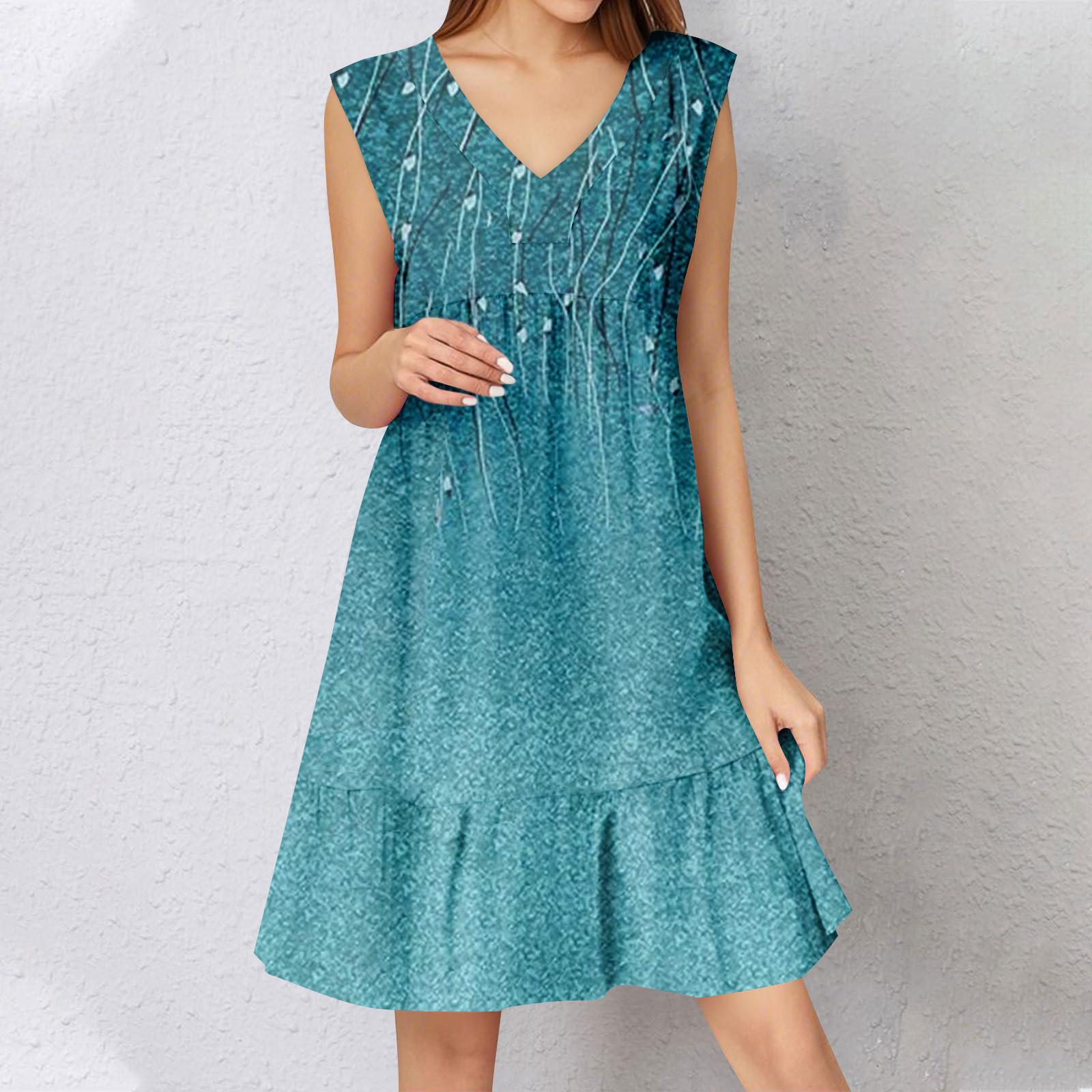 Womens Summer Dress Sleeveless V Neck Printing Short Dresses Fashion Casual Flowy Boho Ruffle A Line Swing Sundress XL
Womens Summer Dress Sleeveless V Neck Printing Short Dresses Fashion Casual Flowy Boho Ruffle A Line Swing Sundress XL