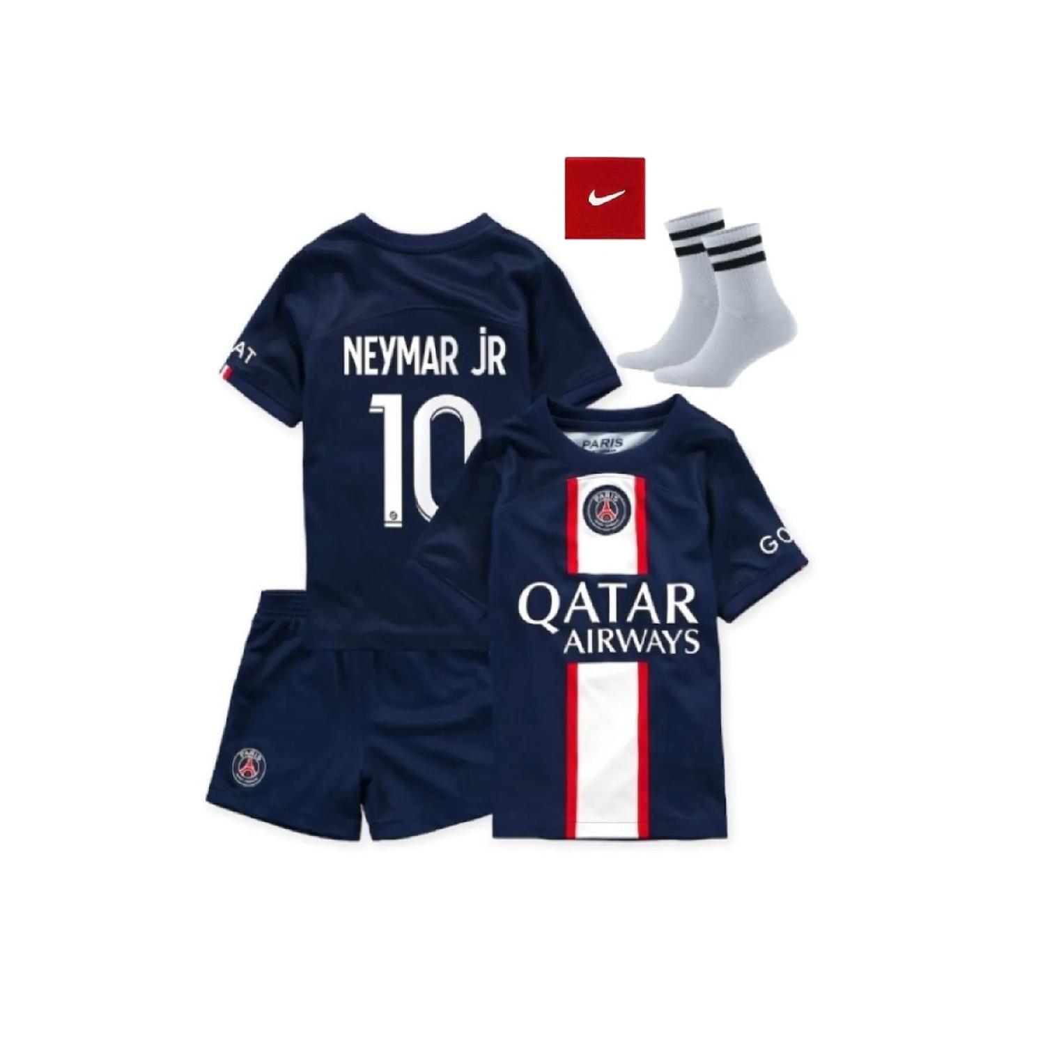 Темно-синий детский трикотаж Psg Neymar, комплект из 4 трикотажных шорт, носков и браслетов
Темно-синий детский трикотаж Psg Neymar, комплект из 4 трикотажных шорт, носков и браслетов