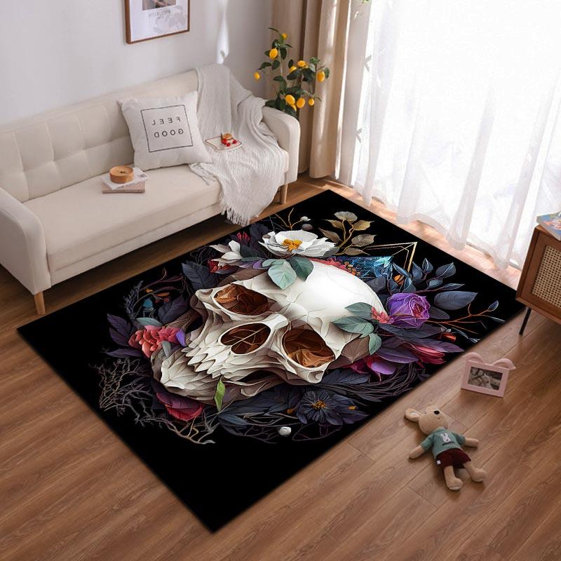 Skull and Floral Pattern Carpet with Dark Elegant Design and Colors Suitable for use as an anti-slip for living room bedroom sofas 40x60cm( 15x23in )
Skull and Floral Pattern Carpet with Dark Elegant Design and Colors Suitable for use as an anti-slip for living room bedroom sofas 40x60cm( 15x23in )