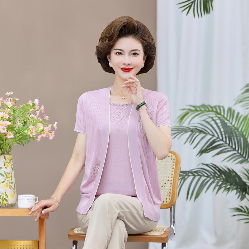 Mom s Summer Ice Silk Short-Sleeve Knit Top - Fashionable Loose Fit for Middle-Aged and Elderly 2XL (recommended 55-60 kg) рожевий/фіолетовий
Mom s Summer Ice Silk Short-Sleeve Knit Top - Fashionable Loose Fit for Middle-Aged and Elderly 2XL (recommended 55-60 kg) рожевий/фіолетовий