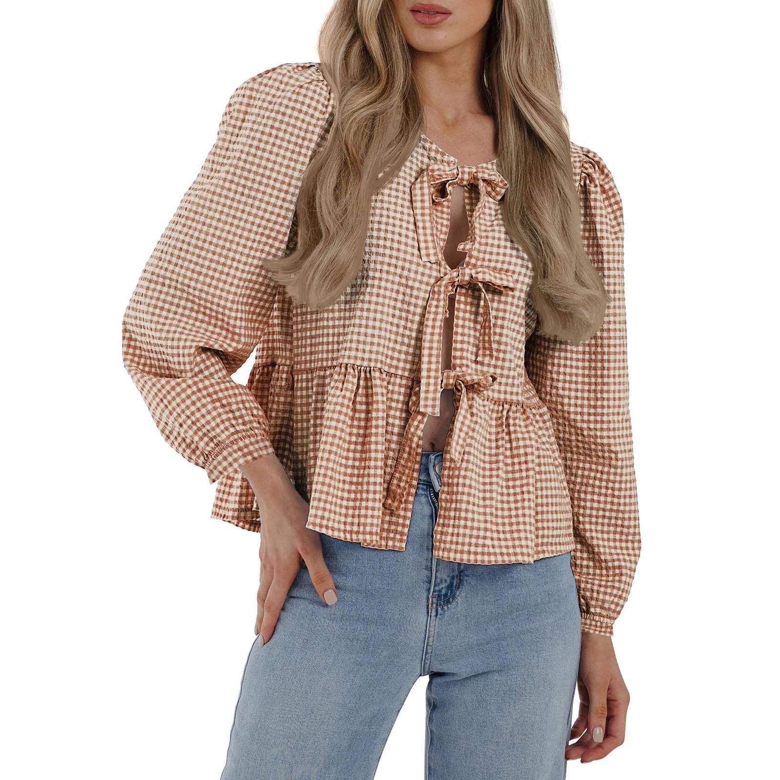 Женская модная рубашка с длинным рукавом и круглым вырезом, с галстуком-бабочкой, футболка, топы XL жёлтый
Женская модная рубашка с длинным рукавом и круглым вырезом, с галстуком-бабочкой, футболка, топы XL жёлтый