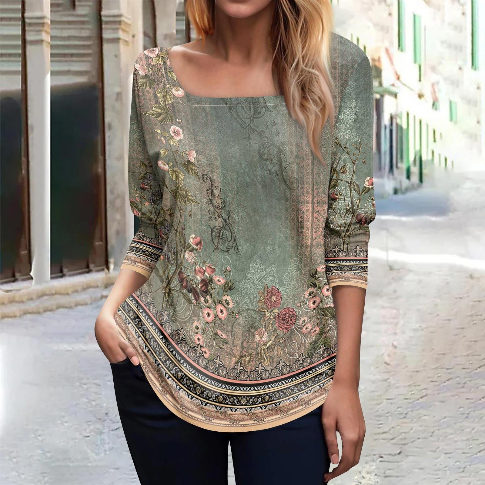 Женская модная футболка с квадратным вырезом и длинным рукавом в стиле ретро с цветочным принтом, топ L зелёный
Женская модная футболка с квадратным вырезом и длинным рукавом в стиле ретро с цветочным принтом, топ L зелёный