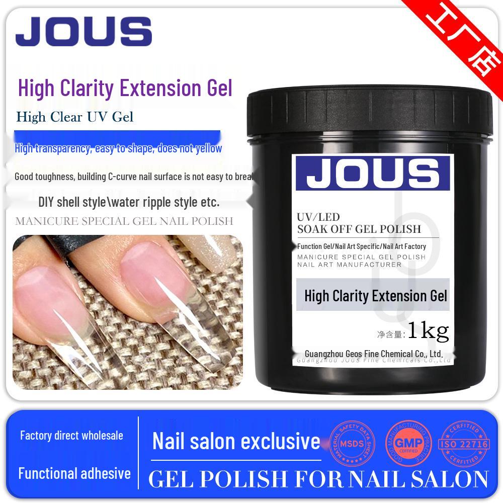 JOUS Jie aos High Transparency Nail Extension Gel - Super Flexible, Ideal for Nail Salons, Requires Paper Forms, Light Therapy Compatible.
JOUS Jie aos High Transparency Nail Extension Gel - Super Flexible, Ideal for Nail Salons, Requires Paper Forms, Light Therapy Compatible.