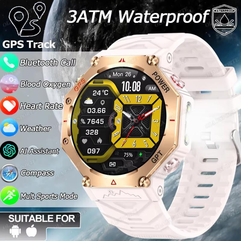 2025 Новые Смарт-часы для плавания Часы IP69K Водонепроницаемые BT Звонок GPS Компас Amoled Военные Спортивные Смарт-часы Мужские Женские для Xiaomi Huawei Silicone золотой