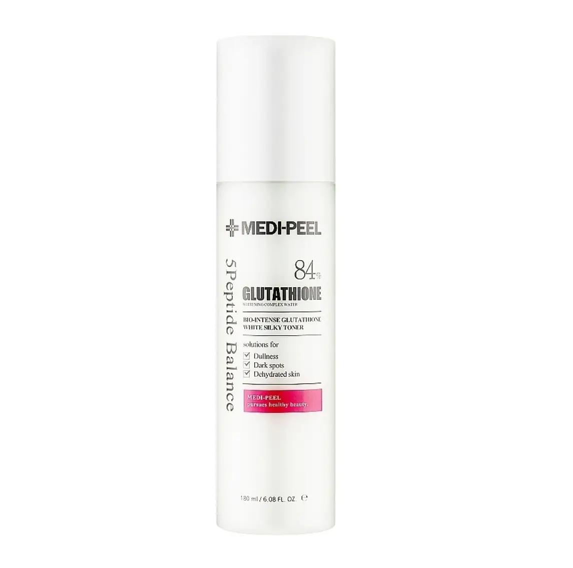 Освітлювальний тонер із глутатіоном Bio-Intense Glutathione White Silky Toner Medi-Peel 180 мл
Освітлювальний тонер із глутатіоном Bio-Intense Glutathione White Silky Toner Medi-Peel 180 мл