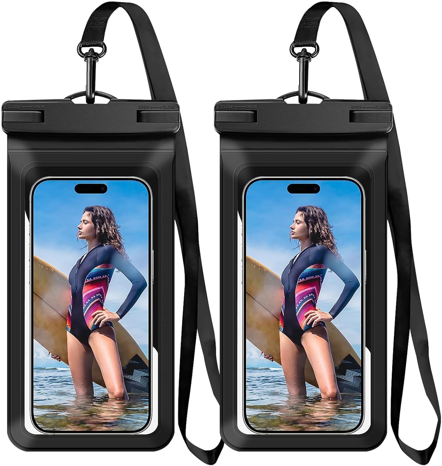 Universal Waterproof Phone Case,with Inside Card Pack,Large Dry Bag Up to 7.2 ,IPX8 Cellphone Travel Beach Essentials for Beach, 2 Pack
Universal Waterproof Phone Case,with Inside Card Pack,Large Dry Bag Up to 7.2 ,IPX8 Cellphone Travel Beach Essentials for Beach, 2 Pack