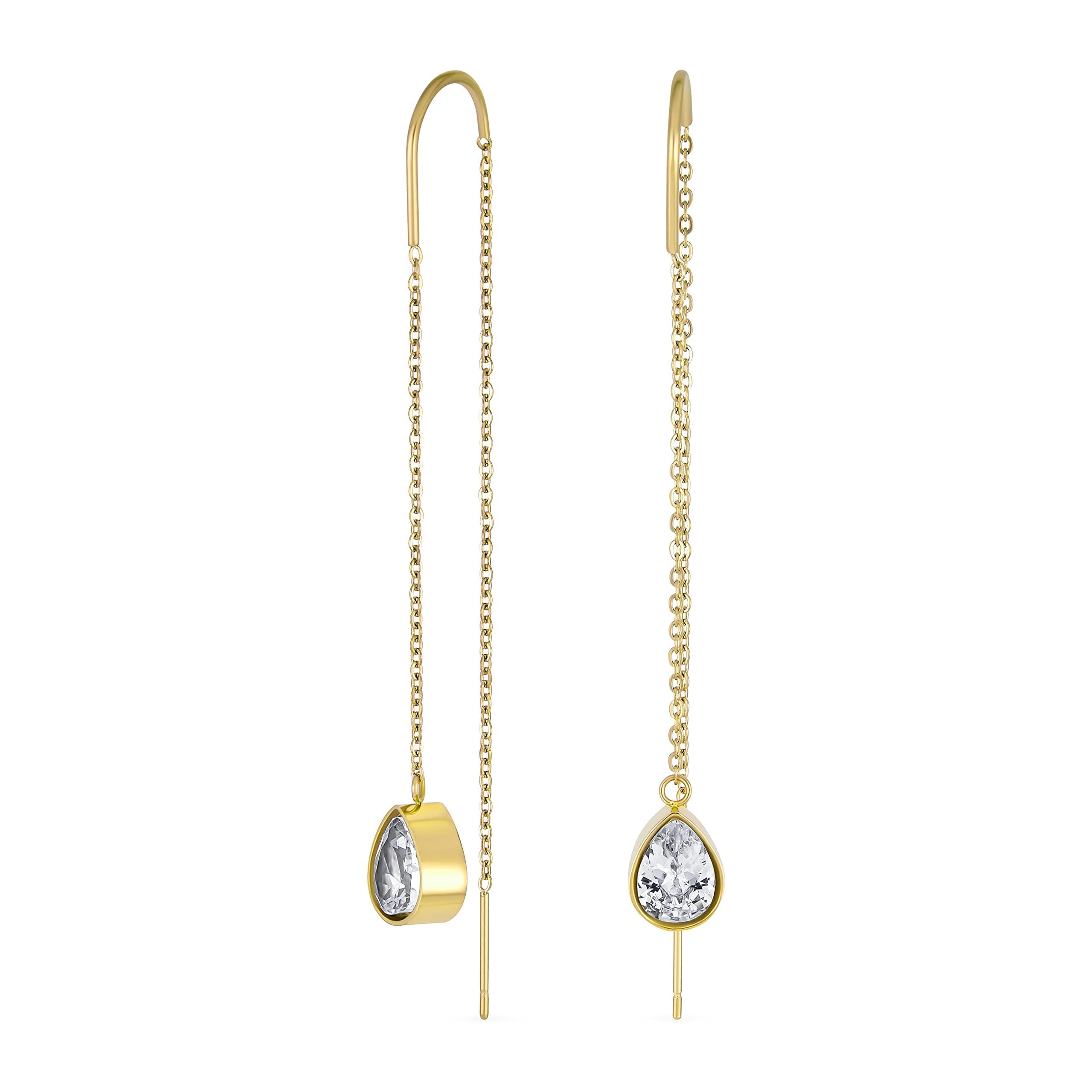Geometric Minimalist Elegance Long Wire Hook Cubic Zirconia CZ Tear Thread Earrings 14K Gold Plated Stainless Steel U Hook Stabilizer For Women Teens
Geometric Minimalist Elegance Long Wire Hook Cubic Zirconia CZ Tear Thread Earrings 14K Gold Plated Stainless Steel U Hook Stabilizer For Women Teens