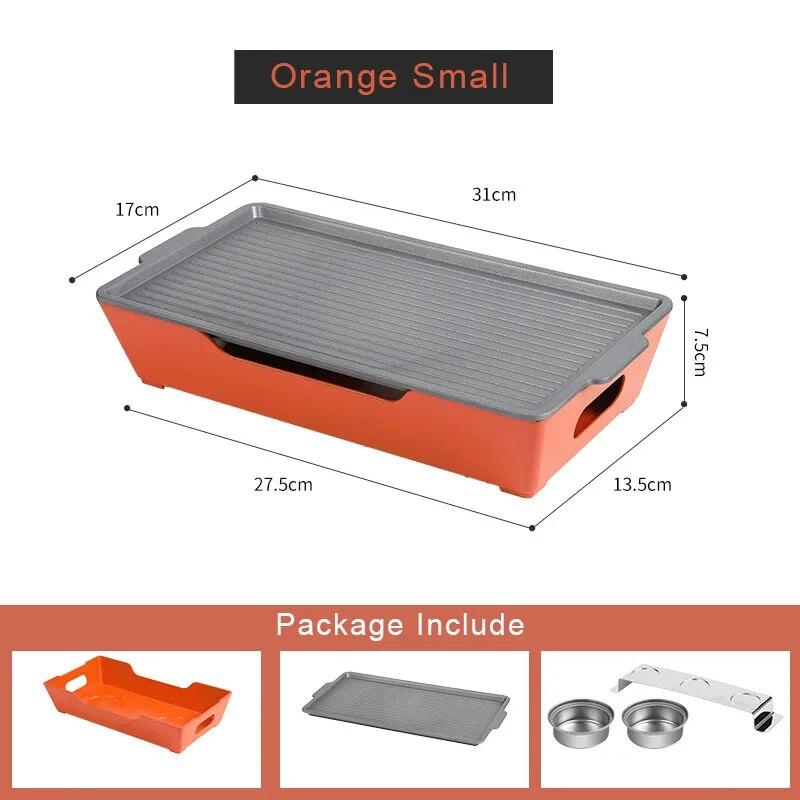 Изоляционная печь для барбекю, нагревательный шампур, противень для выпечки, свеча, спиртовая нагревательная пластина для жареной рыбы, шашлык из баранины, принадлежности для барбекю S оранжевый