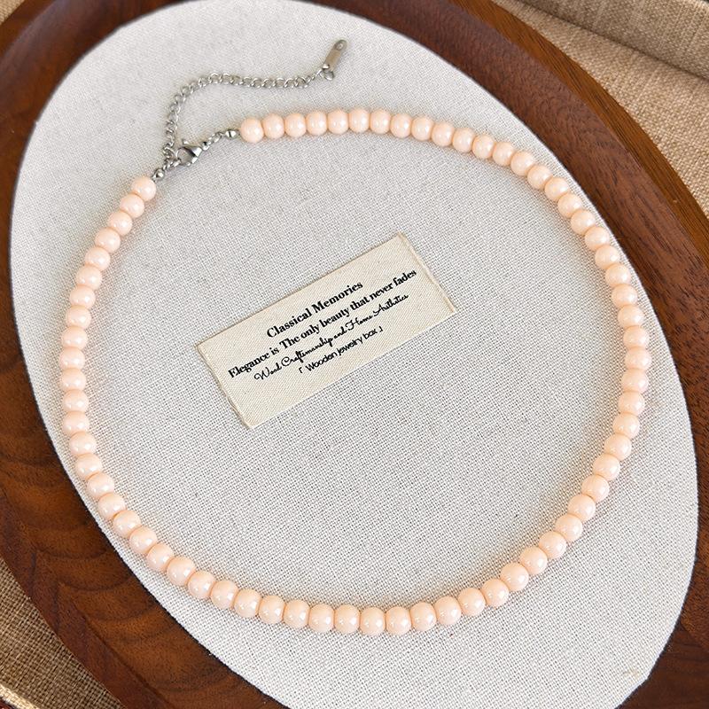 Handmade 6 8 10mm Light Pink Glass Beads Beaded Necklace for Women Silver Plated Alloy Chain Strand Chokers Wholesale
Handmade 6 8 10mm Light Pink Glass Beads Beaded Necklace for Women Silver Plated Alloy Chain Strand Chokers Wholesale