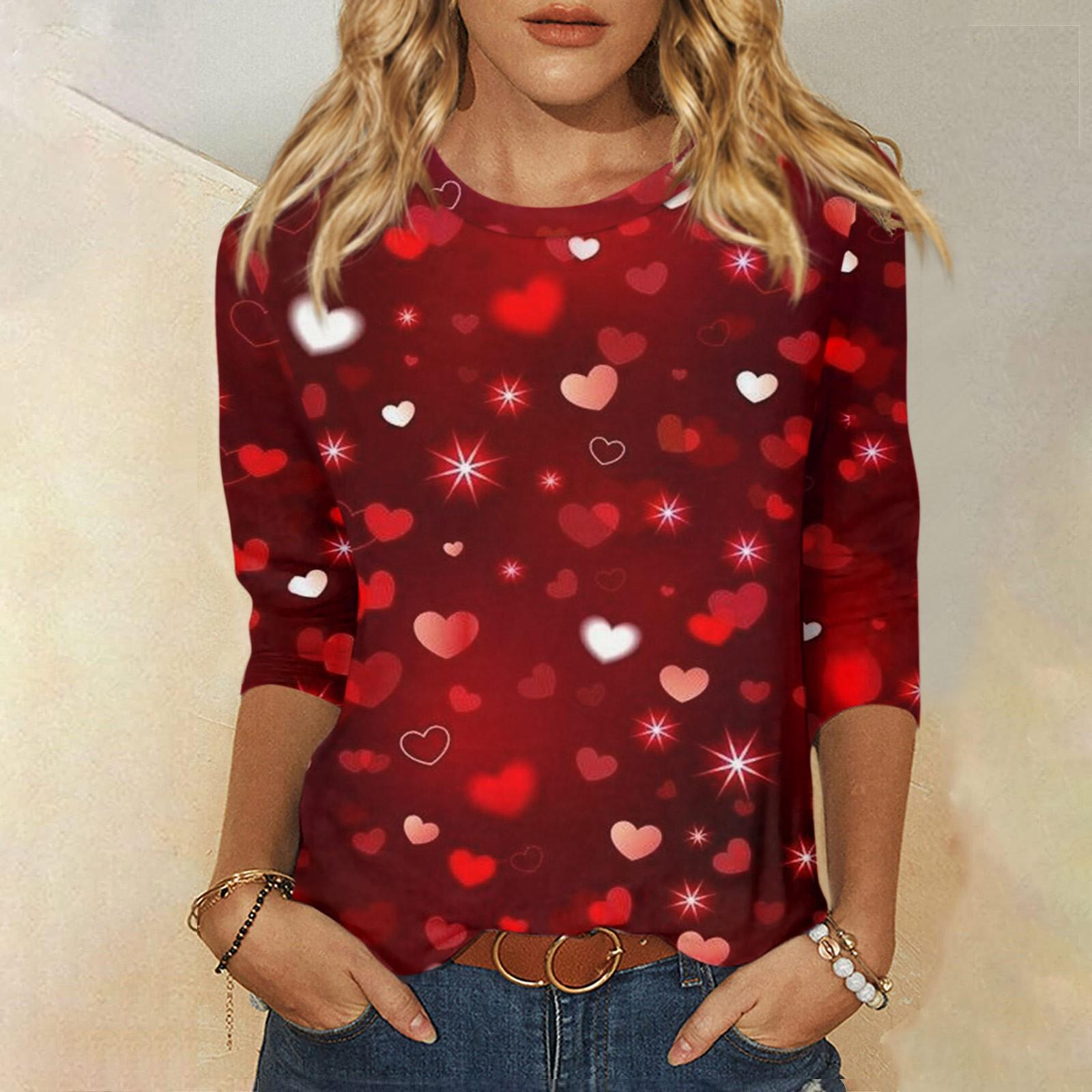 Женская мода, повседневная свободная футболка с принтом на День святого Валентина и круглым вырезом, рукав 3/4, женский топ XXL винный
Женская мода, повседневная свободная футболка с принтом на День святого Валентина и круглым вырезом, рукав 3/4, женский топ XXL винный