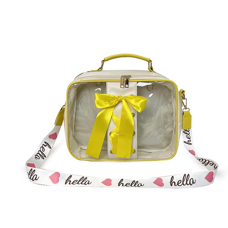 Маленькая свежая прозрачная сумка-мессенджер для девочек, корейская версия ленточной переносной небольшой квадратной сумки, студенты используют рюкзаки жёлтый
Маленькая свежая прозрачная сумка-мессенджер для девочек, корейская версия ленточной переносной небольшой квадратной сумки, студенты используют рюкзаки жёлтый
