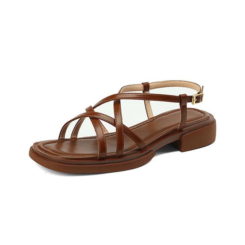 Leather version~ French sandals women s thick soles are beautiful and not tiring, summer with skirts, cross-strap Roman shoes 35
Leather version~ French sandals women s thick soles are beautiful and not tiring, summer with skirts, cross-strap Roman shoes 35