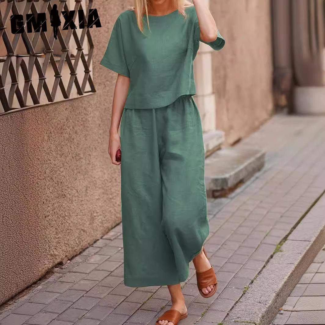 GMXIA Solid-color Short-sleeved Set for Elegant Commuting Two-piece Women XXXXL хакі
GMXIA Solid-color Short-sleeved Set for Elegant Commuting Two-piece Women XXXXL хакі