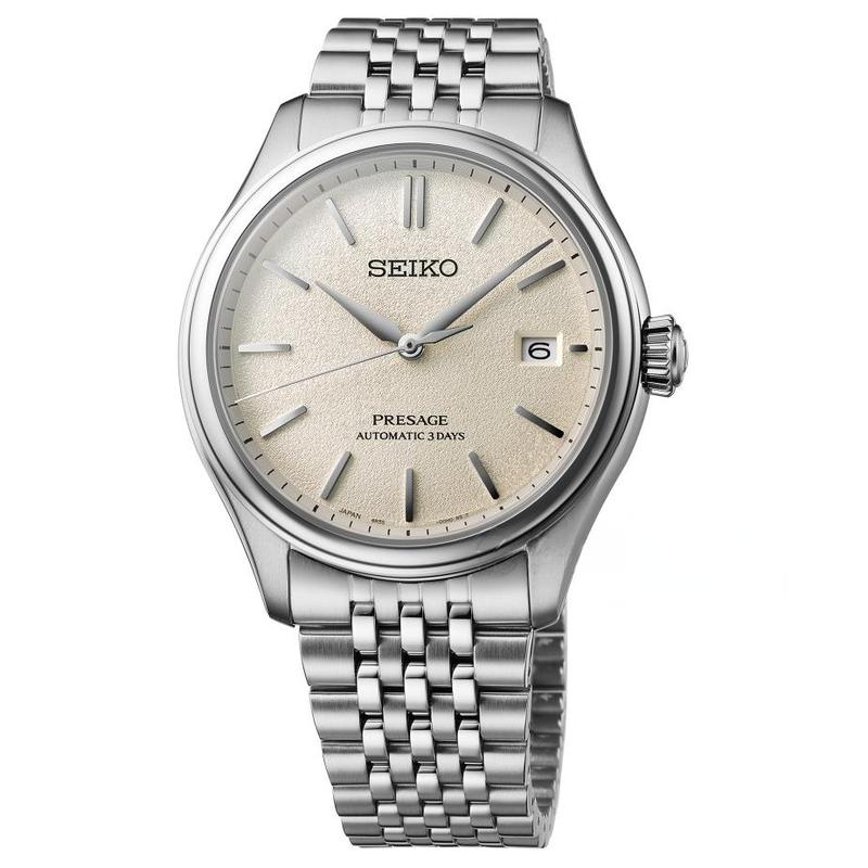 SEIKO PRESAGE series 100 meters waterproof depth Automatic Steel Strap 40.2mm men s watch white dial SPB463J1
SEIKO PRESAGE series 100 meters waterproof depth Automatic Steel Strap 40.2mm men s watch white dial SPB463J1