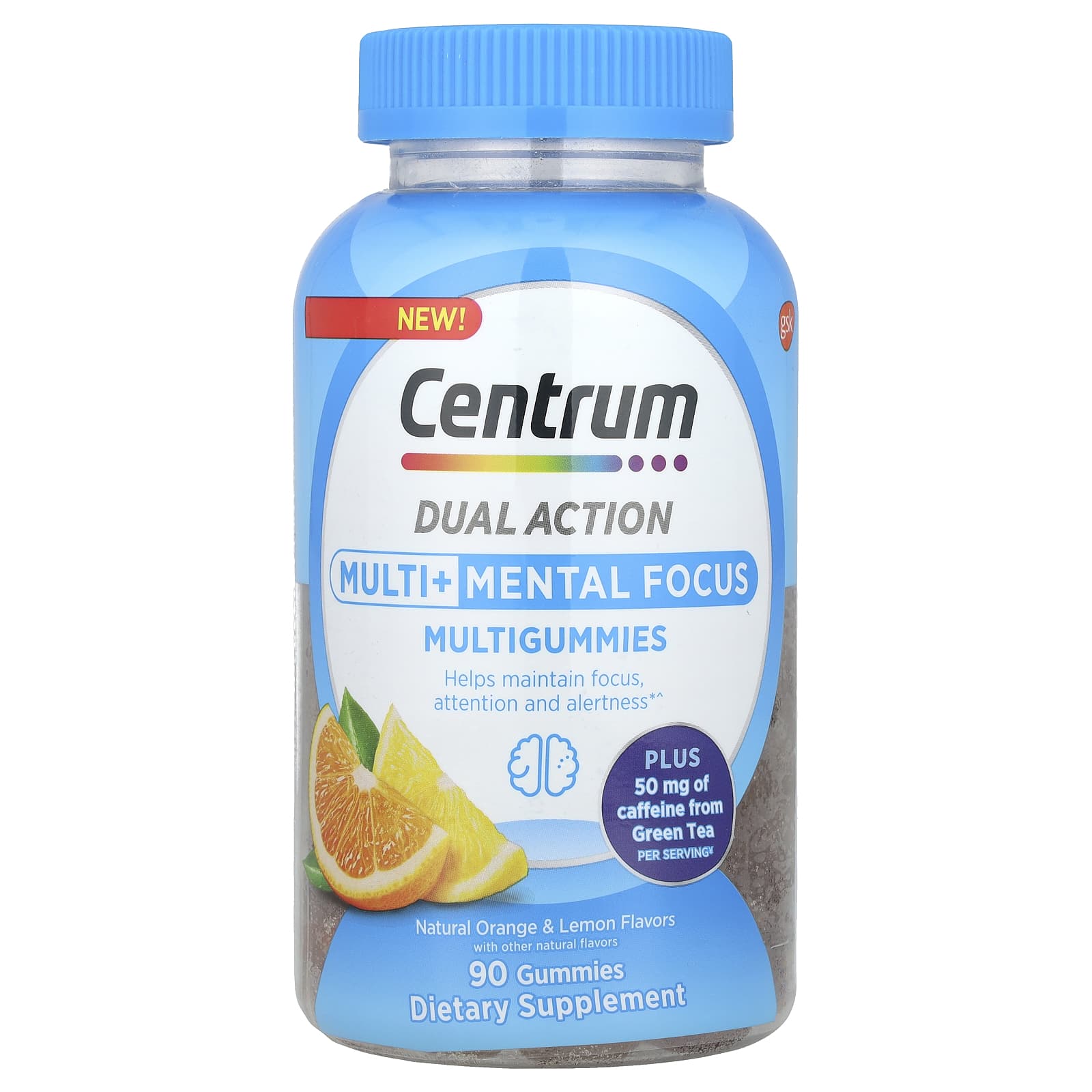 Centrum, Dual Action Multi + Mental Focus Multi Gummy, Natural Orange & Lemon, 90 Gummies
Centrum, Dual Action Multi + Mental Focus Multi Gummy, Natural Orange & Lemon, 90 Gummies